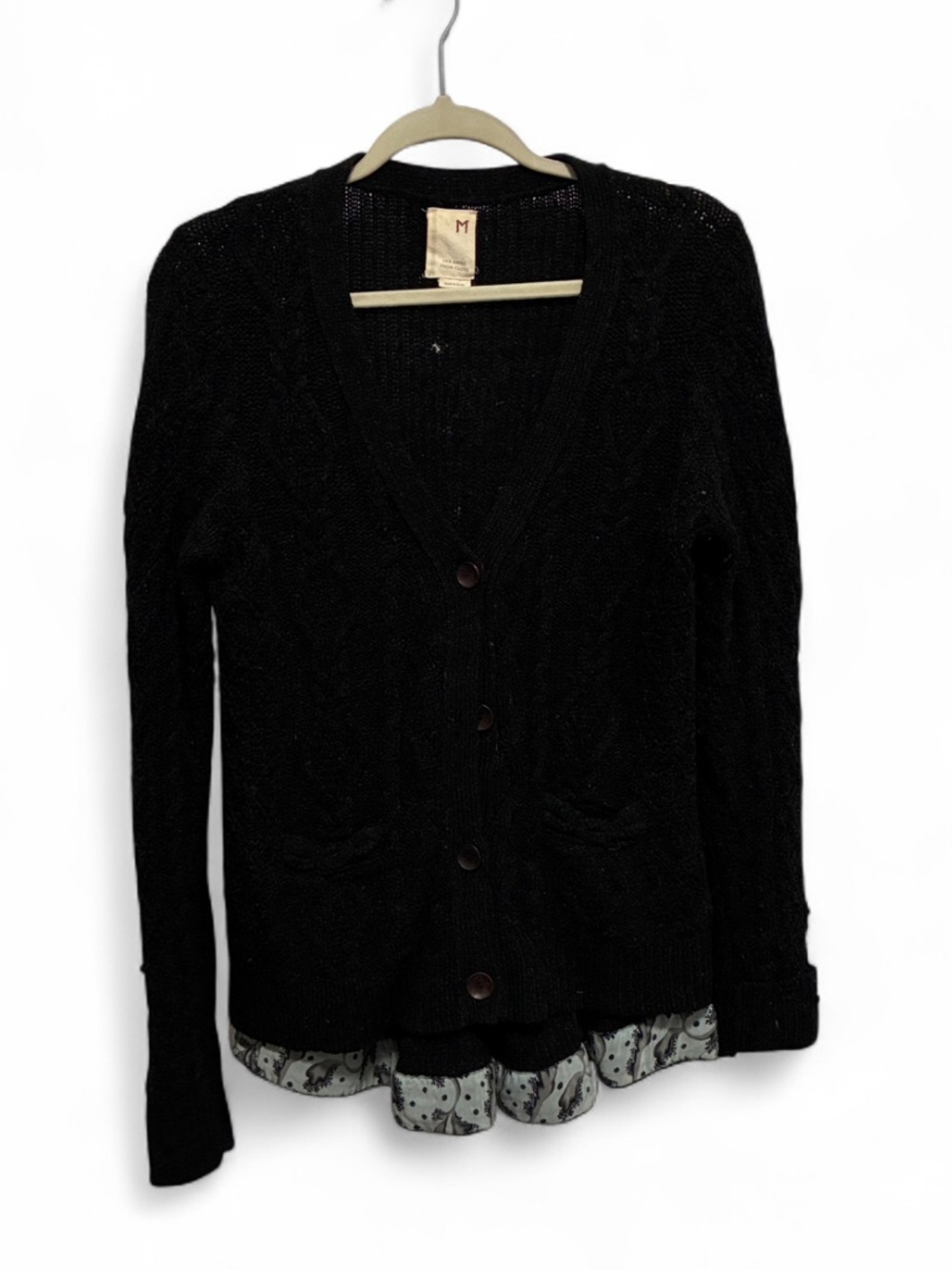 Far Away From Close Anthropologie Black Wool Blend Cardigan Sweater